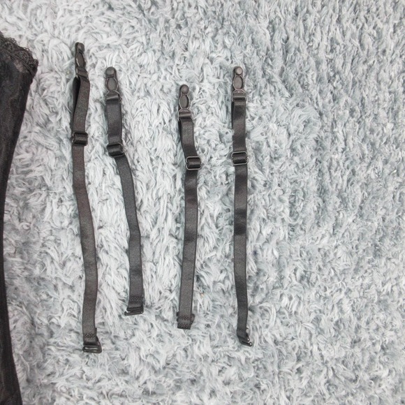 Adore Me Corset Bustier Set Womens 1X Black Lace Satin Garter Thong Lingerie NWT - Picture 4 of 16